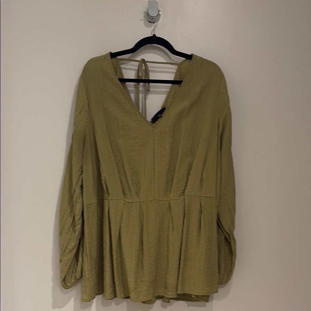 Lane Bryant Green Tie Front Blouse